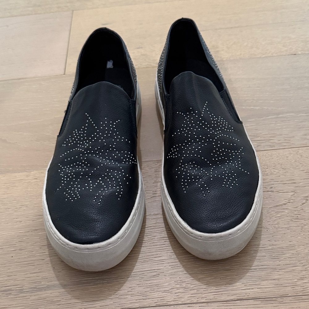 Vince Camuto Black Slip-On Sneakers with White Sole